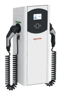 Cargador de vehículo eléctrico Comercial INGEREV FUSION Wall de 44 kW con dos tomas de 22 kW con Wifi
