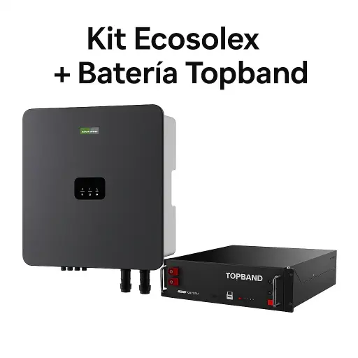 [Kit ecosolex con baterías + instalación backup] 🔵 Pack inversor híbrido ECOSOLEX 6 kW+ Baterías TOPBAND RS1100A + Instalación y Monitorización